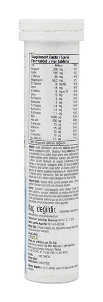 Orzax Vitamin Mineral Aromasız Yetişkin Vitamin 20 Tablet