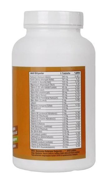 Ncs Vitamin Mineral Coenzyme Alpha Lipoic Acid Lycopene Lutein Aromasız Yetişkin Vitamin 180 Tablet