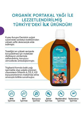 Vitago Kids Balık Yağı Omega 3 Aromasız Yetişkin Vitamin 150 ml
