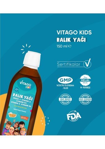 Vitago Kids Balık Yağı Omega 3 Aromasız Yetişkin Vitamin 150 ml