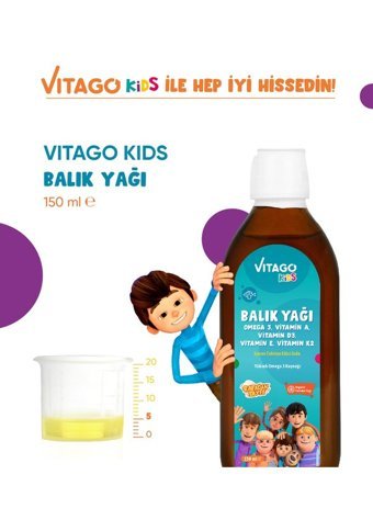 Vitago Kids Balık Yağı Omega 3 Aromasız Yetişkin Vitamin 150 ml