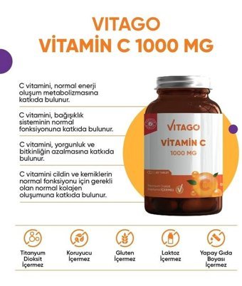 Vitago Vitamin C Portakallı Yetişkin Vitamin 60 Tablet