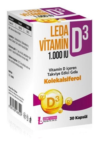 Ledapharma Leda Vitamin D3 Aromasız Yetişkin Vitamin 30 Kapsül