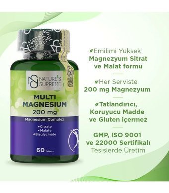Nature'S Supreme Multi Magnesium Complex Aromasız Yetişkin Vitamin 60 Tablet