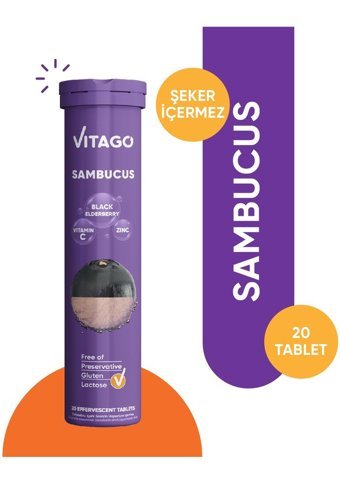 Vitago Sambucus Vitamin C Çinko Karamürverli Yetişkin Vitamin 20 Tablet