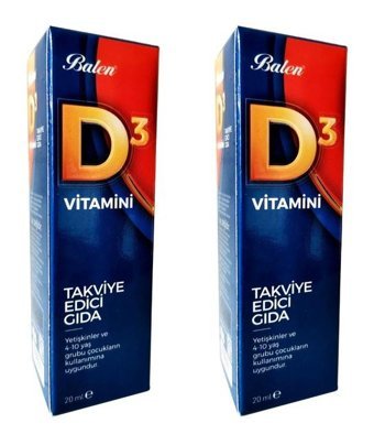 Balen D3 Vitamini Aromasız Yetişkin Vitamin 2x20 ml