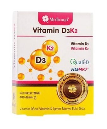 Medicago Vitamin D3 K2 Aromasız Yetişkin Vitamin 20 ml