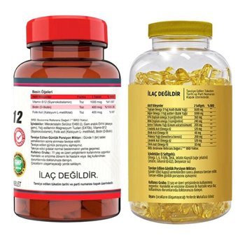 Nevfix Vitamin B12 Folic Acid Flx Omega 3 6 9 Ahududu Yetişkin Vitamin 120 Tablet