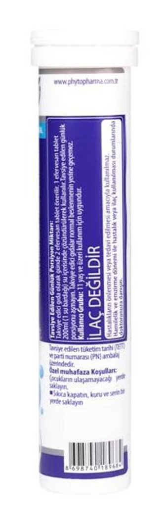 Phytodef Kalsiyum Efervesan - Magnezyum Vitamin B6 + D3 Aromasız Yetişkin Vitamin 20 Tablet - 30 Tablet