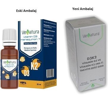 Venatura Vitamin D3-K2 Aromasız Yetişkin Vitamin 20 ml
