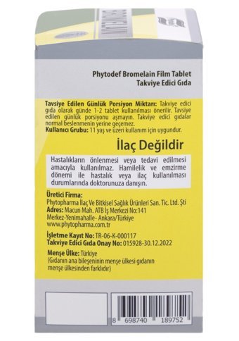 Phytodef Bromelain Ananas Yetişkin Vitamin 60 Kapsül