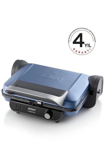 Arzum AR2013 4 Dilim Granit Çıkartılabilir Plaka Tek Yönlü 1800 W Izgaralı Mavi Tost Makinesi