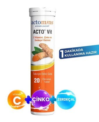 Acto Vitamin C Portakal - Zerdeçal Yetişkin Vitamin 20 Tablet