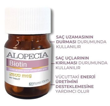 Alopecia Biotin Aromasız Yetişkin Vitamin 60 Tablet