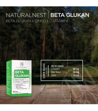 Natural Beta Glukan Aromasız Yetişkin Vitamin 30 Kapsül