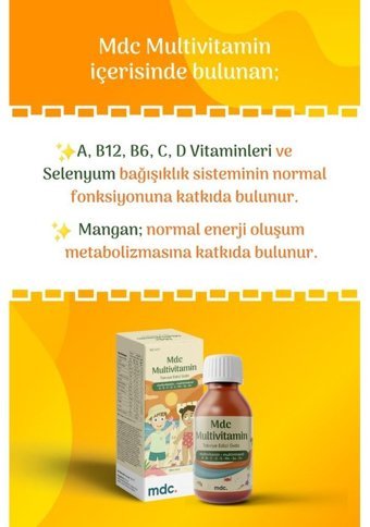 Mdc Kalsiyum - Multivitamin Aromasız Yetişkin Vitamin 150 ml