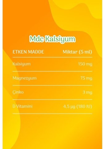 Mdc Kalsiyum - Multivitamin Aromasız Yetişkin Vitamin 150 ml