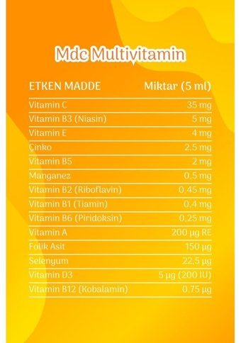 Mdc Kalsiyum - Multivitamin Aromasız Yetişkin Vitamin 150 ml