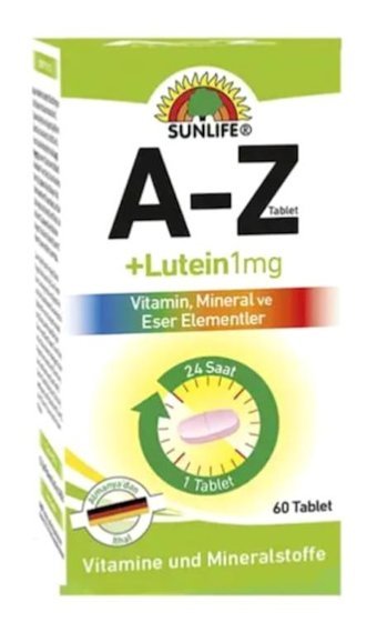 Sunlife A-Z Lutein Aromasız Yetişkin Vitamin 60 Kapsül