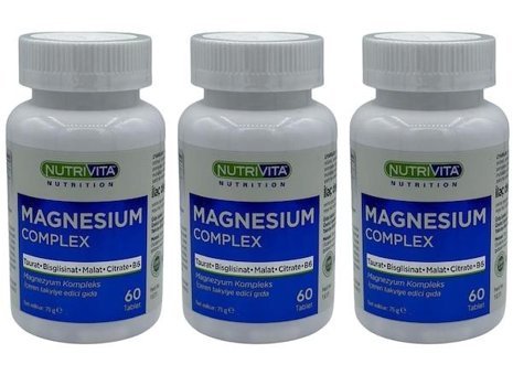 Nutrivita Magnesium Complex Aromasız Yetişkin Vitamin 3x60 Tablet