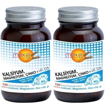 Meka Nutrition Calsium Magnesium Zinc Vitamin D Aromasız Yetişkin Vitamin 120 Tablet