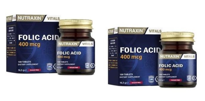 Nutraxin Folic Acid Aromasız Yetişkin Vitamin 2x100 Tablet