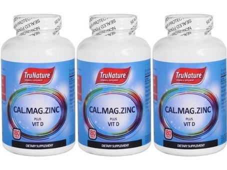 Trunature Calcium Magnesium Zinc Plus Vitamin D Aromasız Yetişkin Vitamin 180 Tablet