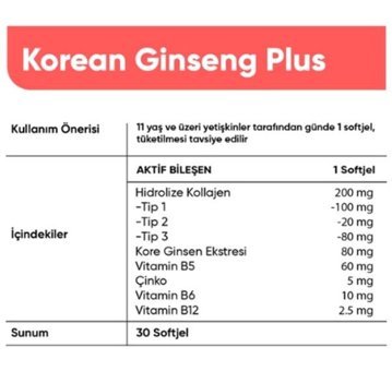 Collagen Forte Platinum Kırmızı Kore Ginseng Plus Aromasız Yetişkin Vitamin 30 Tablet