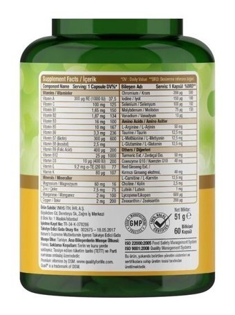 Nature'S Supreme Multivitamin For Men Aromasız Yetişkin Vitamin 60 Kapsül