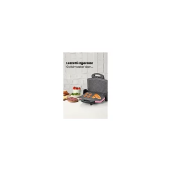 Goldmaster Gurmex 6 Dilim Granit Çıkartılabilir Plaka Tek Yönlü 1750 W Izgaralı Pembe Tost Makinesi