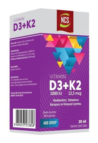 Ncs Vitamin D3 - K2 Ester Karamürverli Yetişkin Vitamin 60 Kapsül