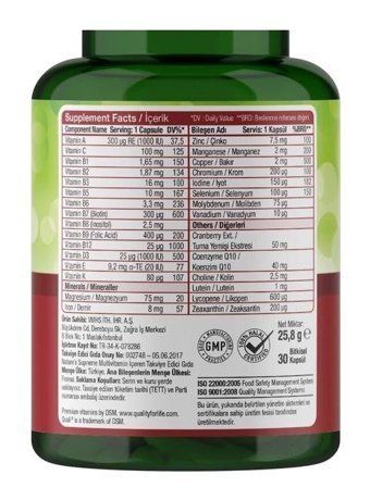 Nature'S Supreme Multivitamin For Women Aromasız Yetişkin Vitamin 30 Kapsül