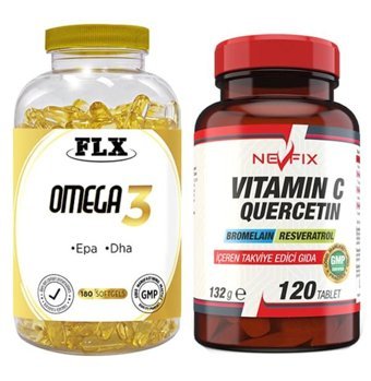 Flx Omega 3 Balık Yağı Ve Vitamin C Aromasız Yetişkin Vitamin 120 Tablet - 180 Softgel
