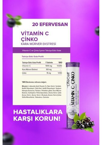 Lifecell İtamin C Aromasız Yetişkin Vitamin 20 Tablet