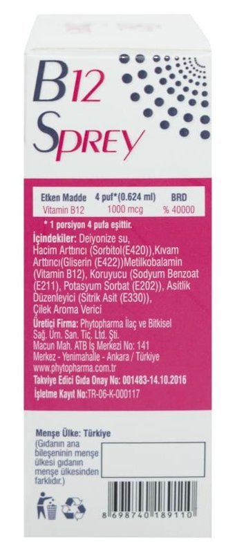 Phytodef Vitamin B12 Aromasız Yetişkin Vitamin 25 ml
