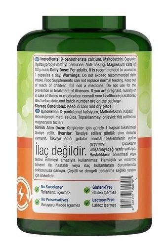 Nature'S Supreme Vitamin B5 Aromasız Yetişkin Vitamin 100 Kapsül