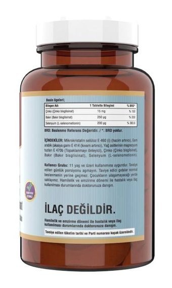 Ncs Çinko Bisglisinat Ve Bakır Selenium Ve Vitamin D3 K2 Aromasız Yetişkin Vitamin 60 Tablet