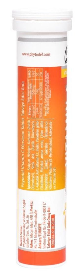 Phytodef Vitamin C Çinko Vitamin D3 Aromasız Yetişkin Vitamin 20 Tablet