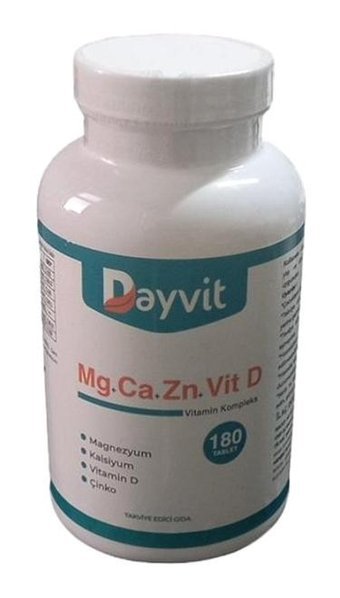 Dayvit Kalsiyum Magnesium Vitamin D Çinko Aromasız Yetişkin Vitamin 180 Tablet