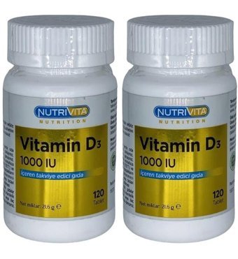 Nutrivita Vitamin D3 Aromasız Yetişkin Vitamin 2x120 Tablet