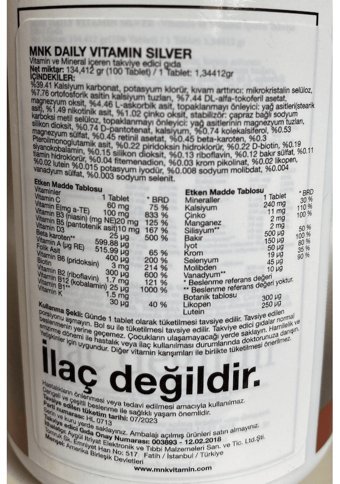 Mnk Günlük Multivitamin Aromasız Yetişkin Vitamin 200 Tablet