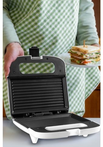 Goldmaster Milk 2 Dilim Döküm Tek Yönlü 750 W Izgaralı Beyaz Tost Makinesi