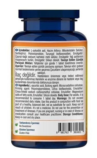 One Up C Vitamini Aromasız Yetişkin Vitamin 60 Tablet