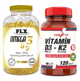 Flx Omega 3-6-9 Ve Vitamin D3 Aromasız Yetişkin Vitamin 90 Softgel - 120 Tablet