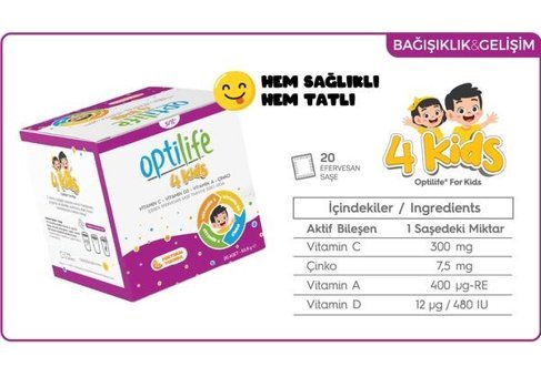 Optilife 4 Kids Portakallı Yetişkin Vitamin 20 Kapsül