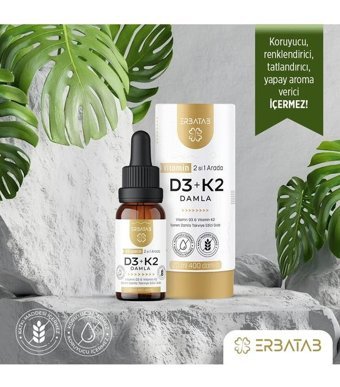 Erbatab D3 K2 Aromasız Yetişkin Vitamin 20 ml