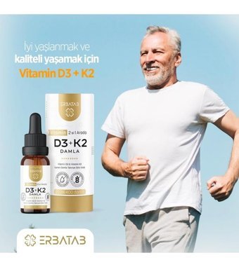 Erbatab D3 K2 Aromasız Yetişkin Vitamin 20 ml