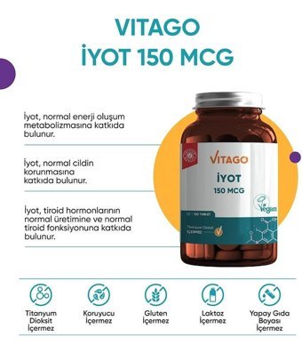 Vitago İyot Aromasız Yetişkin Vitamin 120 Tablet