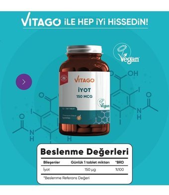 Vitago İyot Aromasız Yetişkin Vitamin 120 Tablet