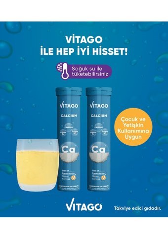 Vitago Kalsiyum Vitamin D3-K2 Limonlu Yetişkin Vitamin 20 Tablet